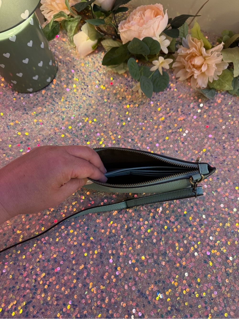Women's Crossbody/Wristlet/Clutch Bag - Teal Blue Leatherette - Like New - Picture 9 of 10